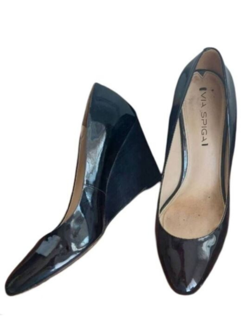 Via Spiga Foster Patent Leather Wedge Shoe size 8.5